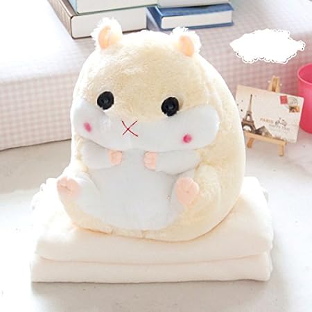 Amazon 1つに2つかわいい赤ちゃんハムスターは ブランケットと枕を投げる子供動物のぬいぐるみ柔らかいぬいぐるみソファカーバッククッション 黄 L ぬいぐるみ おもちゃ