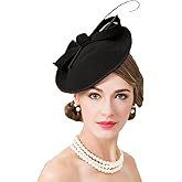 Vintage Pillbox Cap Fascinators Horse Racing Festival Hats for Women Wedding Elegant Church Wool Felt Floppy Fedora