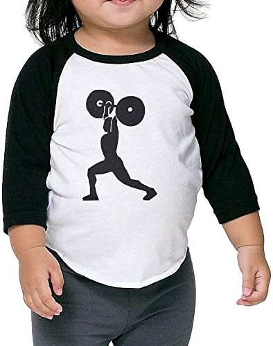NONOS Kids Child Weightlifting Man 3/4 Sleeve Raglan Baseball Jersey T-Shirts
