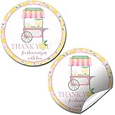 Pink Lemonade Baby Shower Thank You Stickers for Girls - 40 2" Round Labels - Cute Lemon Themed Party Favor Stickers, Gift Bag Labels & Envelope Seals by Amanda Creation