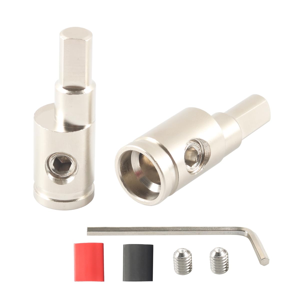 Photo 1 of Amp Input Reducer 4Gauge to 4Gauge Car Audio Amplifier Wire Terminal Connectors Brass 2PCS with Heat Shrink Tubing