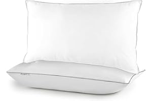 FluffCo Zen Down Alternative Standard Size Pillow with Soft Microfiber Fill - Plush Cloud-Like Comfort for Side & Back Sleepers - Hypoallergenic Bed Pillow for Deep Sleep & Neck Support