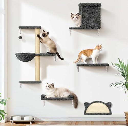 PLEKER 5-in-1 Cat Wall Shelves