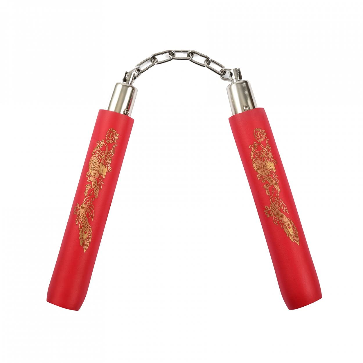 Playwell Childrens 8 Inch Foam Nunchucks With Chain - All Red