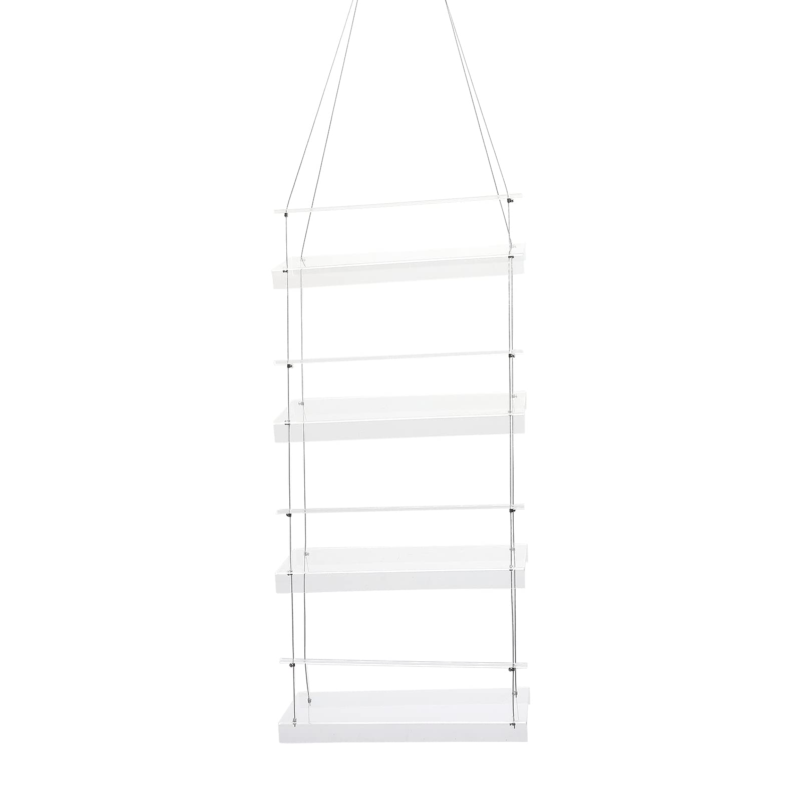 Clear Hanging Wall Shelves with Rope, Window Plant Shelf, Plastic Storage Shelf Plant Display, Acrylic Indoor Floating Plant Storage Holders for Living Room Kitchen, Bathroom Over The Toilet(4 layers)