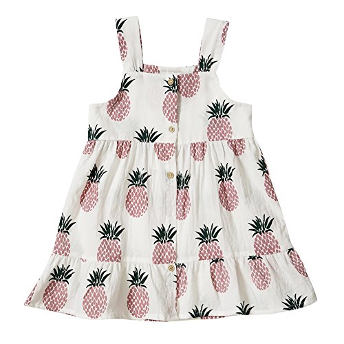 Peony Baby Toddler Girls Dresses Summer Sundress Pineapple Prints Organic 18m-6T (2-3Year(3T), Pink)