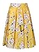 Choies Women's Yellow Sakura Print High Waist Pleated Skater Skirt,Yellow Sakura,One Size
