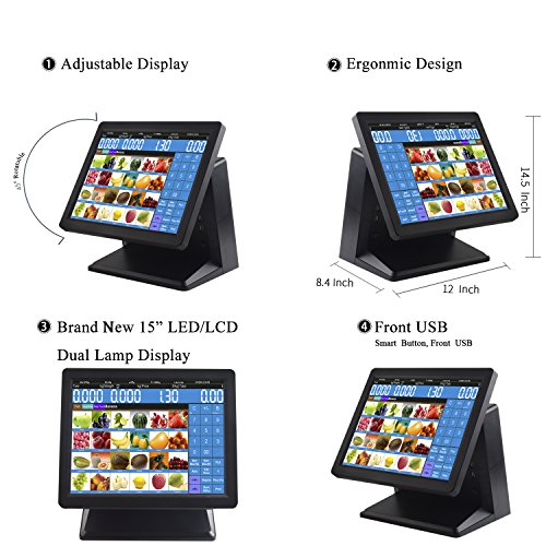 ZHONGJI All in One Retail Bundle Point of Sale System - Includes AP-B6000 Touch Screen PC, Windows10 Pro OS, Thermal Receipt Printer, Steel Cash Drawer - Thumbnail 2