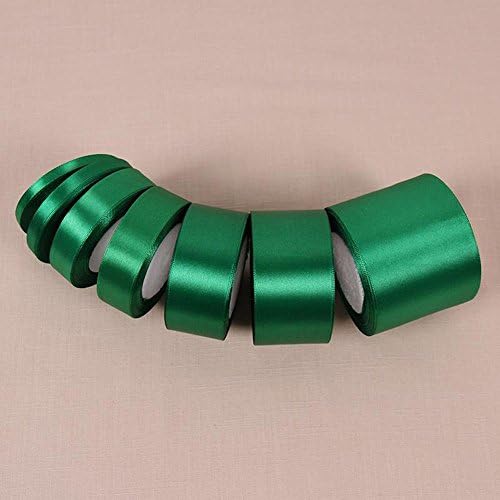 (25 YARDS) SATIN RIBBON roll craft xmas presents wedding party holiday gift wrap hair bows sewing (3", Green)
