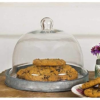 Industrial Glass Steel Medium Desert Cloche Dessert Cake Cover Display with Base