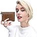 S-ZONE Women's Genuine Leather Mini Wallet Change Coin Purse Card Holder with Key Ring (Vintage Light Brown)