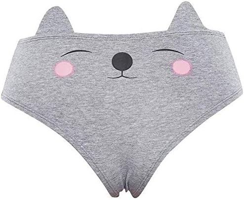 Fashionhe Women Cotton Briefs Funny Ear Lingerie G-String Printed Underwear Panties T String Thongs Knickers
