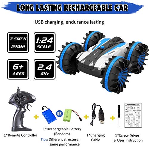 Joyfun-Toys-for-5-10-Year-Old-Boys-Amphibious-RC-Car-for-Kids-24-GHz-Remote-Control-Boat-Waterproof-RC-Monster-Truck-Stunt-Car-4WD-Remote-Control-Vehicle-Girls-All-Terrain-Christmas-Birthday-Gifts