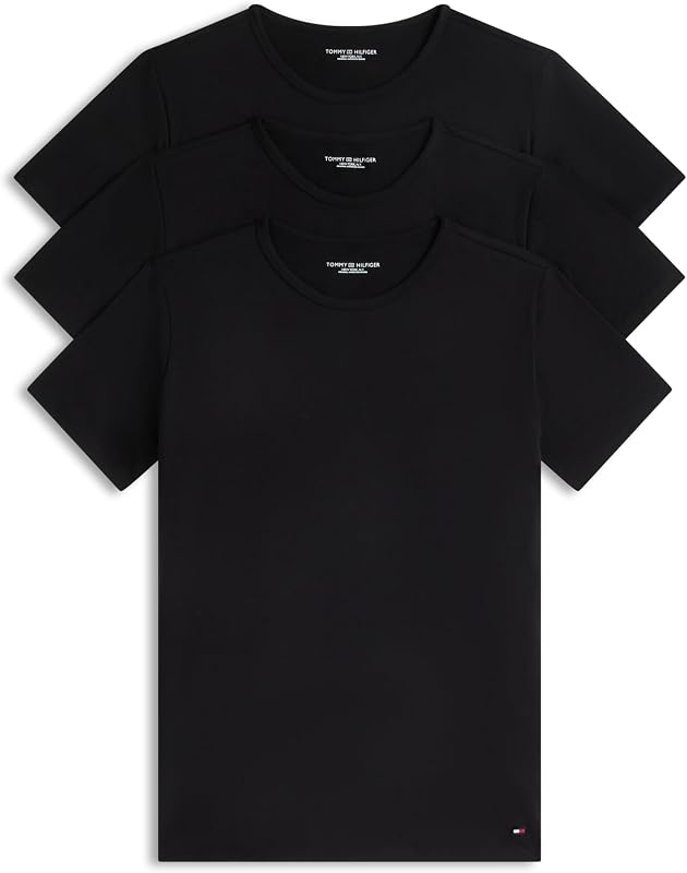 Camisetas de Manga Corta Pack de 3 Hombre Stretch con Cuello Redondo, Negro (Black/Black/Black), L — foto 1 de 7