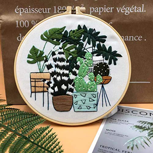 2 Pack Embroidery Kit with Pattern, DOITEM Full Range of Stamped Embroidery Kit Including Embroidery Cloth with Pattern, Embroidery Hoop, Color Threads and Tools Kit - Thumbnail 4