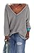 ETCYY Women's Long Sleeve Blouse Casual V Neck Knit Pullover Sweater Tops