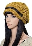 UZZO Fashion woman lady girl warm flexible handmade Knitted Crochet Baggy Beret Cap Hat embellishment by one PU Braids for woman outdoor sports(Y)+Free UZZO logo Key Ring