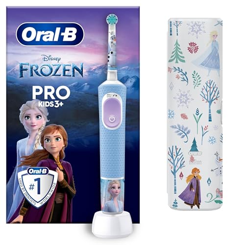Oral-B Pro Kids Frozen Elektrische Zahnbürste für Kinder — Electric Toothbrush ab 3 Jahren inkl. 1 Aufsteckbürste, Reise-Etui und 2 Putzmodi für Zahnpflege, Blau/Lila thumbnail 1