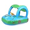 SUPOW-Baby-Swim-Float-Seat-Rose-Red-Cartoon-Car-Shaped-Boat-Pool-Ring-Seat-With-Sunshade-Canopy-For-Kids-Baby-Child-Toddler-Infant