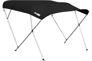RKV86 Bimini Top for Boat Boat Awning 600D Polyester Oxford Fabric Boat Canopy for Boats from 67 inches to 72 inches in Width (Black, 4 Bow)