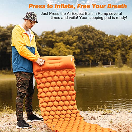 AirExpect Camping Sleeping Pad with Built-in Pump Upgraded Inflatable