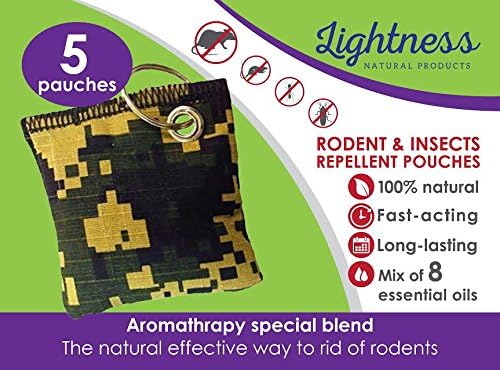 Rodent &amp; Insects Repellent Pouches. (PACK OF 5) by Green Pest Control. Special Blend for Mouse, Rats, Ants and Mosquito. All Natural and Deet Free.