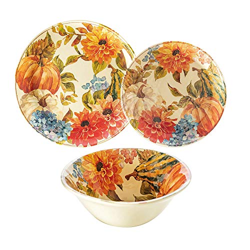 Harvest 12Piece Melamine Dinnerware Set BPAfree Dishwasher Safe