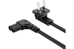 IJP 10FT Longer TV Power Cord Replacement for Samsung TV 24" 32" 40" 43" 48" 49" 50" 55" 60" 65" 75", UN40 UN43 UN48 Charger Cable, 90 Degree Angled 18AWG 2-Prong to L-Shaped C7 Samsung Power Cord