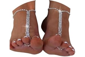 1Pair Summer Beach Water Drop Anklet Rhinestone Toe Ring Foot Chain Bridal Crystal Barefoot Anklet Sandal High Heels Accessor