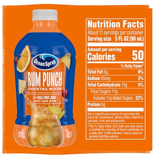 OCEAN SPRAY® RUM PUNCH COCKTAIL MIXER, DRINK MIXER MADE WITH REAL FRUIT JUICE, 32 FL OZ BOTTLE