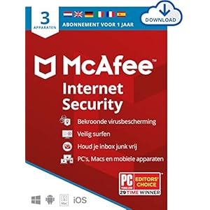 McAfee Internet Security 2022 | 3 apparaten | antivirusvirussoftware, internetbeveiliging | Windows/Mac/Android/iOS | 1…