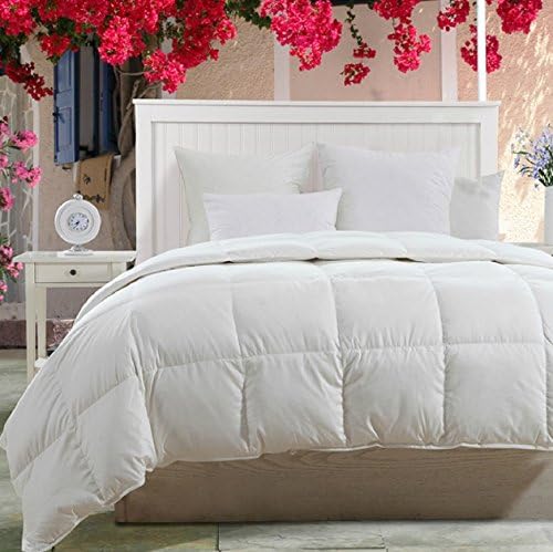Summer Lightweight 75% White Goose Down and Feather Comforter, Solid White (CAL King(108x94 inch))