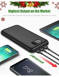 Cargador portátil Power Bank 24000mAh   Alta capacidad con pantalla LCD digital, 3 salidas USB y paquete de batería externa de doble entrada Compatible con teléfonos inteligentes, teléfonos Android, tabletas y más