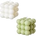 ACITHGL Bubble Candle - Cube Soy Wax Candles, Home Decor Candle, Scented Candle Set 2 Pieces, Home Use and Gifting (White+Green)