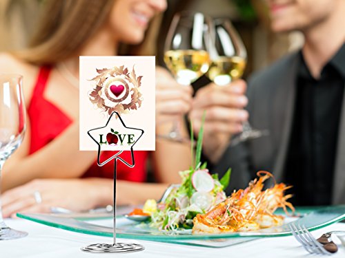 20 Pcs 85mm Tall Star Shape Metal Table Number Holder Stands for Weddings Party Gatherings, Place Card Holder,Photo/Picture Holder