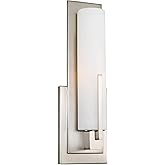 Kira Home Faro 15" Tall Modern Wall Sconce + Frosted Glass Shade for Bathroom/Vanity, Brushed Nickel Finish