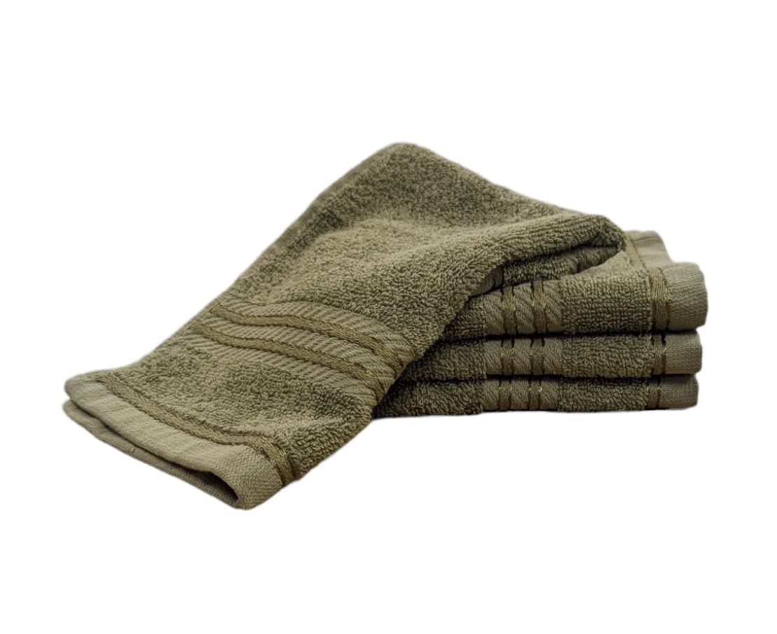 Bentley Priory Linens Supreme Face Flannels for Bathroom 500GSM Super Soft Combed Cotton Pack of 4 Absorbent and Quick Dry Face Cloth Flannel Towels Set 30 x 30cm (SAGE GREEN) — image 1