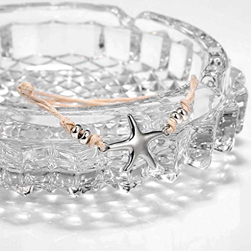 Yalice Boho Layered Starfish Anklets Ball Rope Ankle Bracelet Beach Foot Jewelry for Women and Girls