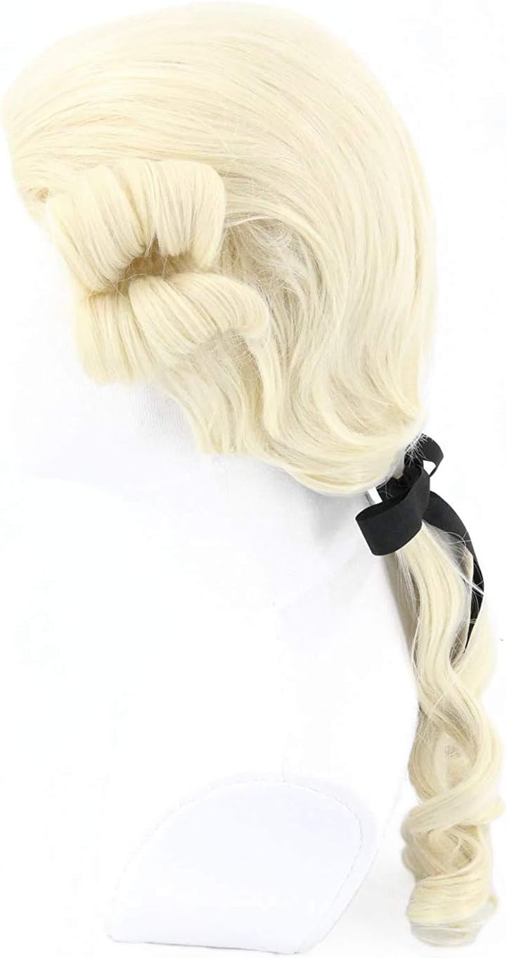 Topcosplay Baroque Wig - Lord Judge Poet Noble Wig, Long White/Blonde with Ponytail for Halloween Fancy Dress Parties