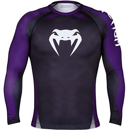Venum Long Sleeve No GI IBJJF Approved Rash Guard, Black/Purple, Medium