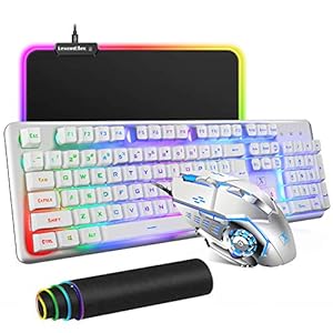 Wired-USB-Gaming-Keyboard-Mouse-Combo-Set-104-Keys-LED-Rainbow-Backlit-12-Multimedia-Keys-Gaming-Keyboard-2400DPI-6-Buttons-Optical-Mouse10-Lighting-Modes-RGB-Mice-Pad-Compatible-with-PC-Laptop-Mac Wired Gaming Keyboard and Mouse Combo, 104 Key LED Rainbow Backlight USB FN Multifunction Key Membrane Keyboard + 2400…