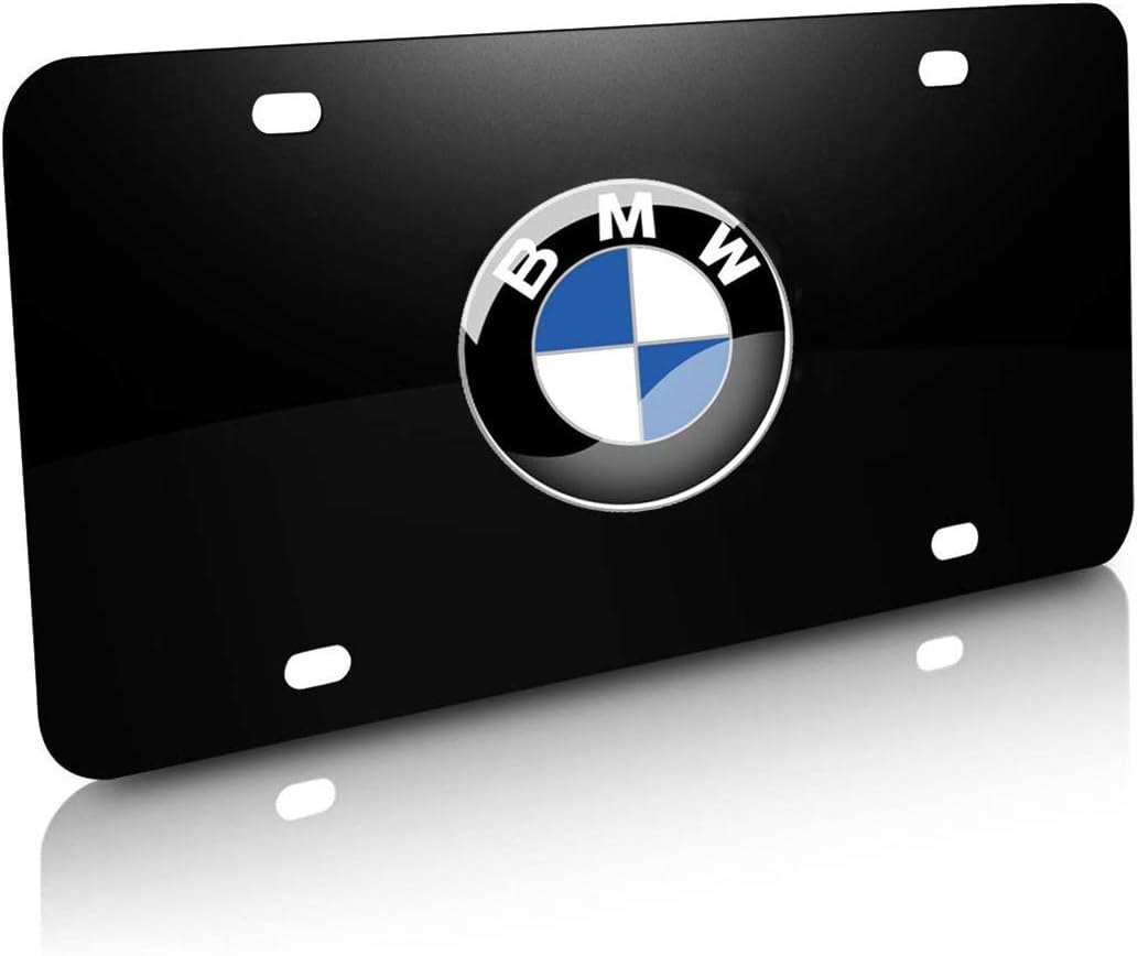Black 3D Stainless Steel BMW Emblem License Plate Frame,Decorated BMW License Plates,License Plate Cover for All BMW,Screw Set Included