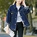 Loose Women Blue Washed Pocket Button Boyfriend Denim Jacket Coat(M-Chest 42.5'', Blue)