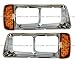 Headlight Bezel with LED Corner Light - Driver and Passenger Side (Compatible with Freightliner FLD120 1989-2003)