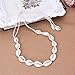 Zkptops Natural Shell Choker Necklace for Women Handmade Beaded Seashell Pendant Necklace Summer Beach Rope Conch Statement Jewelry Adjustable Hawaii Boho Cowrie Collar Necklace