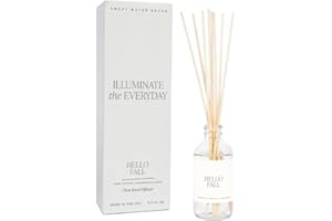 Sweet Water Decor Hello Fall Reed Diffuser Set - Hot Cider, Cinnamon, Cloves, Apple, and Nutmeg Fall Scented Diffuser - Scent Diffusers for Home, Fall Home Long Lasting Fragrance, Made in The USA
