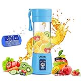 Portable Blender, OBERLY Smoothie Juicer Cup - Six Blades in 3D, 13oz Fruit Mixing Machine with 2000mAh USB Rechargeable Batteries, Ice Tray, Detachable Cup, Perfect Blender for Personal Use (FDA, BPA Free)