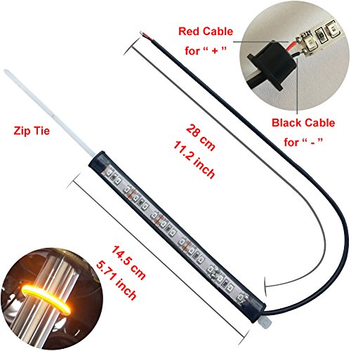 Motorcycle Fork Light Strips IMISO 2 x 15 LED Turn Signals/Running / Brake/License Plate Lights - IP65 Waterproof Universal Lights Strip Kit for Harley Motorbike - Thumbnail 3
