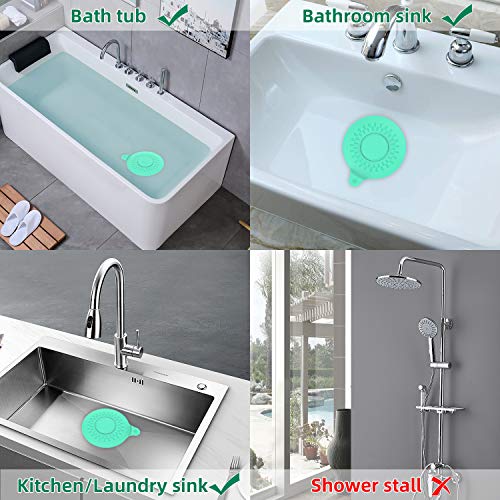 SUDISER Bathtub Drain Stopper 2 Pack, Silicone Tub Stopper Flat Suction Cover Tub Stopper Drain Stopper Plug Sinks Hair Stopper for 1-1/2-4in Bathroom, Laundry, Kitchen Universal Use