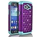 STARSHOP Compatible with Samsung Galaxy Grand Prime Case, Slim Dual Layer Armor Cover with Spot Diamond and [Premium HD Screen Protector Included] Teal Purple
